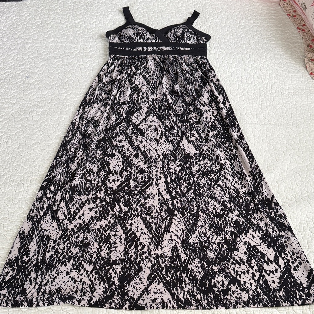 Style & Co. Black & White Sleeveless Stretch Maxi Dress EUC S